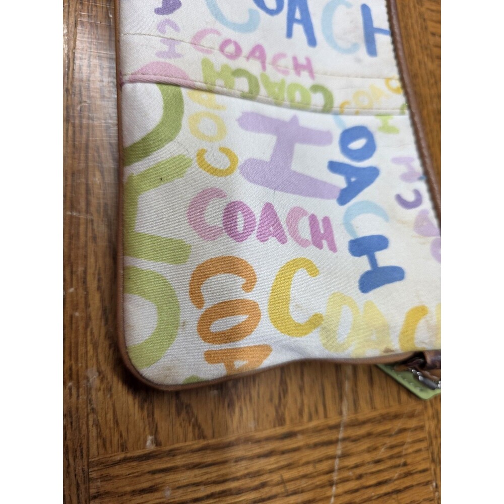 Coach Graffiti Wristlet Strap With Colored Tag & Leather Trim Strap Multicolor - Picture 5 of 13